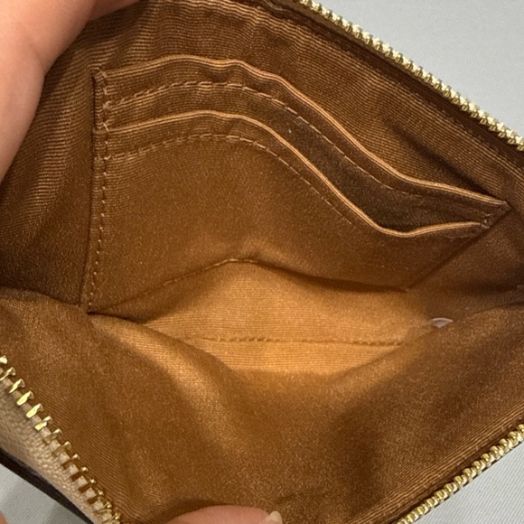 Coach Beige and Tan Monogram Wristlet